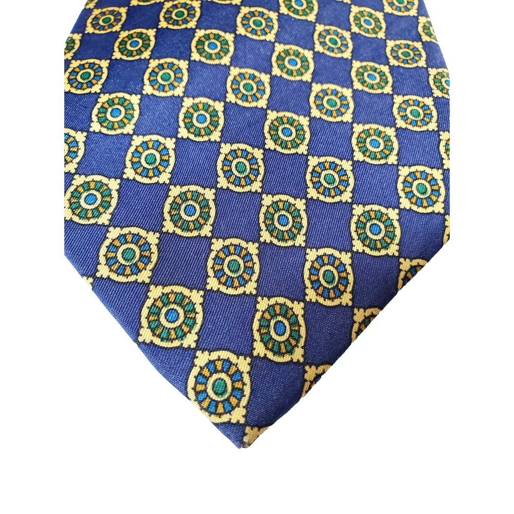 VTG Burberry Designer Pure Silk Tie Blue Print Mens Necktie Luxury Burberry's